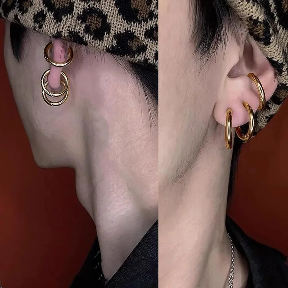 Chic Polished Clip-On Huggie Earrings for Women and Men - Allergy Friendly